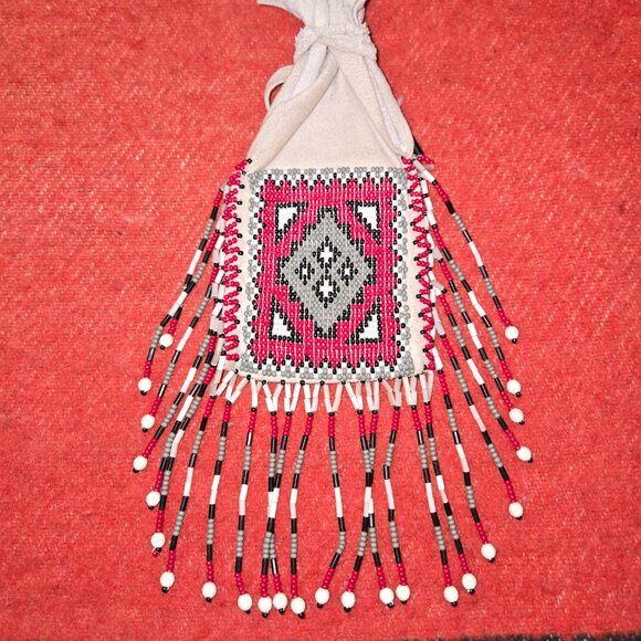 Rare Vintage Native American Double Sided Beaded Pouch - Picture 5 of 7
